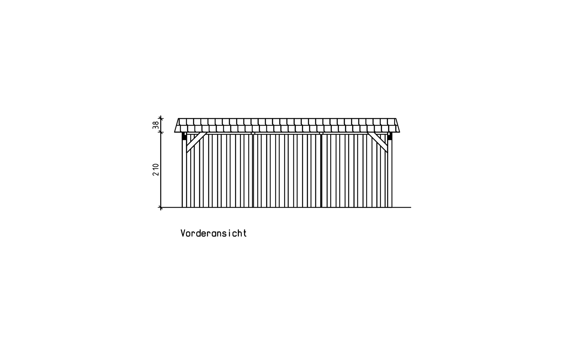 Doppelcarport 610x700 mit 2 Leimholzbögen und Abstellraum 200 cm